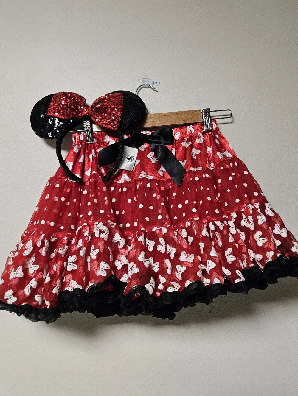 Disney Parks Minnie Mouse Skirt XL Girls Sequin Ears Headband Costume Halloween